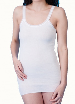 White Snowdrop Brushed Thermal French Neck Vest